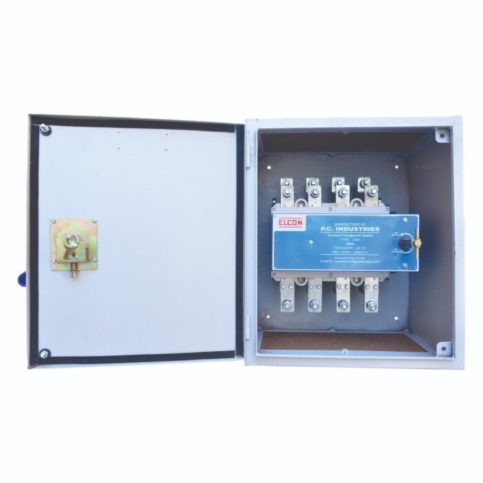 ELCON 125A 4 POLE ON LOAD CHANGEOVER SWITCH IN STEEL ENCLOSURE...