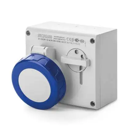 SCAME 20A 3 PIN INTERLOCKED SOCKET 6h 200-250V IP67